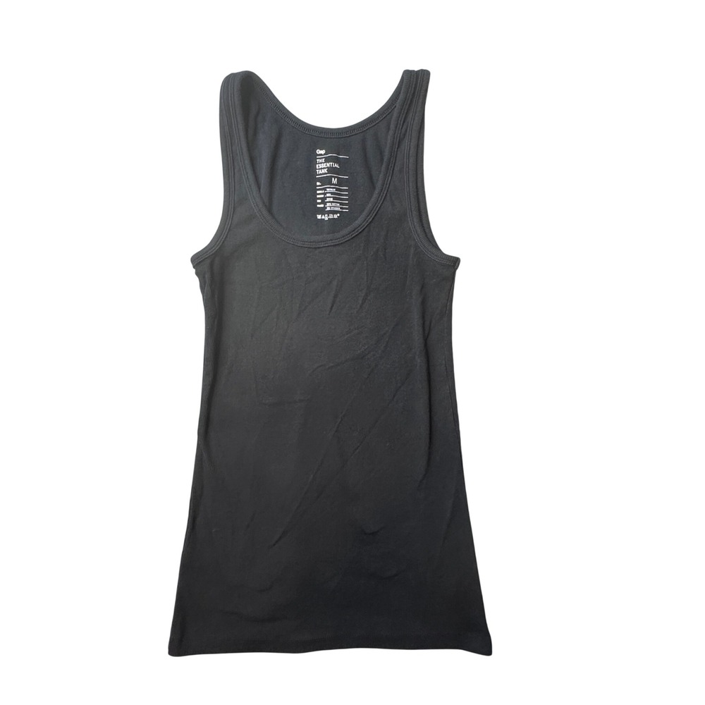 Gap Tank Top Womens M Black The Essential Tank Ribbed Cotton Blend Stretch